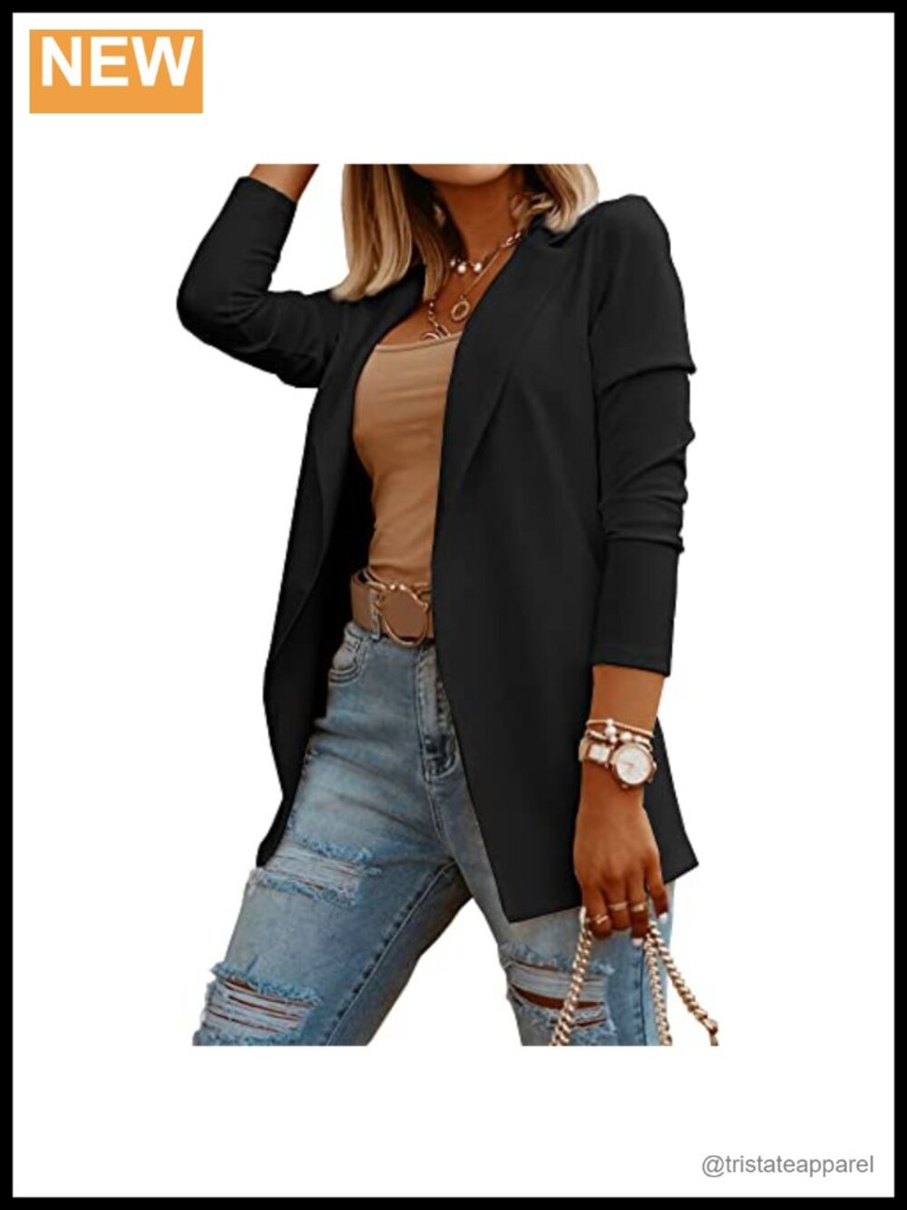 Womens Knit Blazer Long Sleeve Open Front Casual Work Office Business